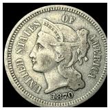 1870 Nickel Three-Cent Piece NEARLY UNCIRCULATED