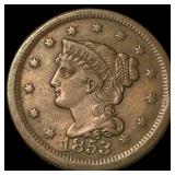 1853 Braided Hair Large Cent CLOSELY  UNCIRCULATE