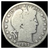 1892 Silver Barber Half Dollar NICELY  CIRCULATED