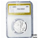 1943 Walking Liberty Half Dollar PGA MS64