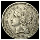 1873 Nickel Three-Cent Piece CLOSELY UNCIRCULATED