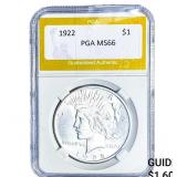 1922 Silver Peace Dollar PGA MS66