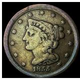 1855 Braided Hair Half Cent LIGHTLY CIRCULATED