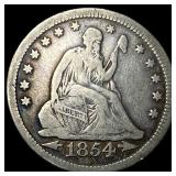 1854 Arrows Seated Liberty Quarter LIGHTLY CIRCULA