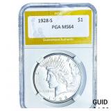 1928-S Silver Peace Dollar PGA MS64