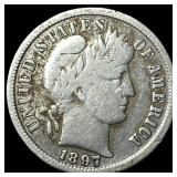 1897-S Silver Barber Dime NICELY CIRCULATED