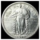 1917-D Silver Standing Liberty Quarter CLOSELY UNC