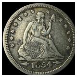 1854 Arrows Seated Liberty Quarter LIGHTLY CIRCULA