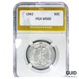 1942 Walking Liberty Half Dollar PGA MS66