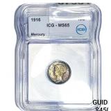 1916 Mercury Silver Dime ICG MS65