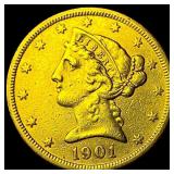 1901-S Gold $5 Liberty Half Eagle CHOICE AU