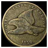 1858 Copper-Nickel Flying Eagle Cent NEARLY UNCIRC