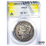 1892 Morgan Silver Dollar ANACS VF30