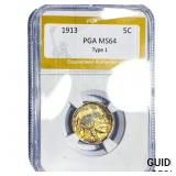 1913 Buffalo Nickel PGA MS64 Type 1
