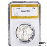 1934-S Walking Liberty Half Dollar PGA MS61