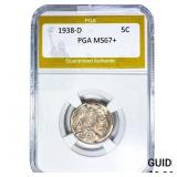 1938-D Buffalo Nickel PGA MS67+
