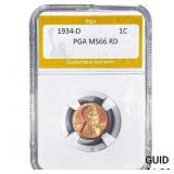 1934-D Wheat Cent PGA MS66 RD