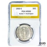 1950-S Booker T Half Dollar PGA MS66