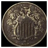 1867 Shield Nickel LIGHTLY CIRCULATED
