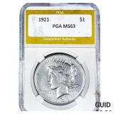 1921 Silver Peace Dollar PGA MS63