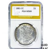 1881-CC Morgan Silver Dollar PGA MS66