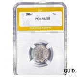 1867 Shield Nickel PGA AU58