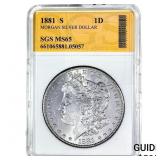1881-S Morgan Silver Dollar SGS MS65