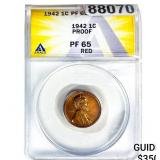 1942 Wheat Cent ANACS PF65 Red
