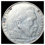 1936D Germany Silver 5 Reichsmark