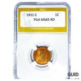 1931-S Wheat Cent PGA MS65 RD