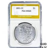 1891-CC Morgan Silver Dollar PGA MS64