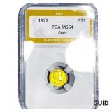 1922 Gold $1 Grant PGA MS64