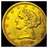 1880 $5 Liberty Head Half Eagle CLOSELY UNCIRCULAT