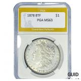 1878 8TF Morgan Silver Dollar PGA MS63