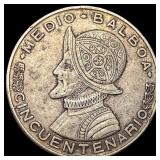 1953 Panama Silver Half Balboa CLOSELY UNCIRCULATE