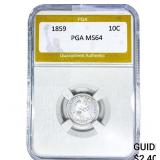 1859 Seated Liberty Dime PGA MS64