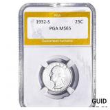 1932-S Washington Silver Quarter PGA MS65