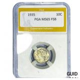 1935 Mercury Silver Dime PGA MS65 FSB