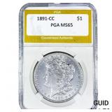 1891-CC Morgan Silver Dollar PGA MS65