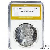 1882-O Morgan Silver Dollar PGA MS66 PL