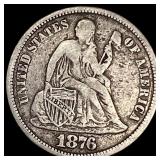 1876-CC Silver Seated Liberty Dime NICELY  CIRCUL