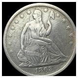 1863-S Silver Seated Liberty Half Dollar  NEARLY