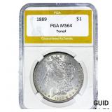1889 Morgan Silver Dollar PGA MS64 Toned