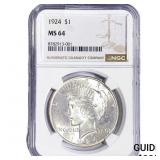 1924 Silver Peace Dollar NGC MS64