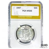 1947 Walking Liberty Half Dollar PGA MS66
