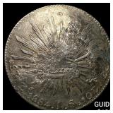 1884 Mexico Silver 8 Reales Chopmarks NEARLY UNCIR