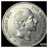 1885 Philippines Silver 50 Centavos
