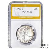 1916-D Walking Liberty Half Dollar PGA MS62