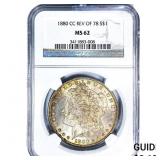 1880-CC Rev. 1878 Morgan Silver Dollar NGC MS62