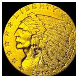 1914 Indian Head Gold $2.50 Quarter Eagle CLOSELY